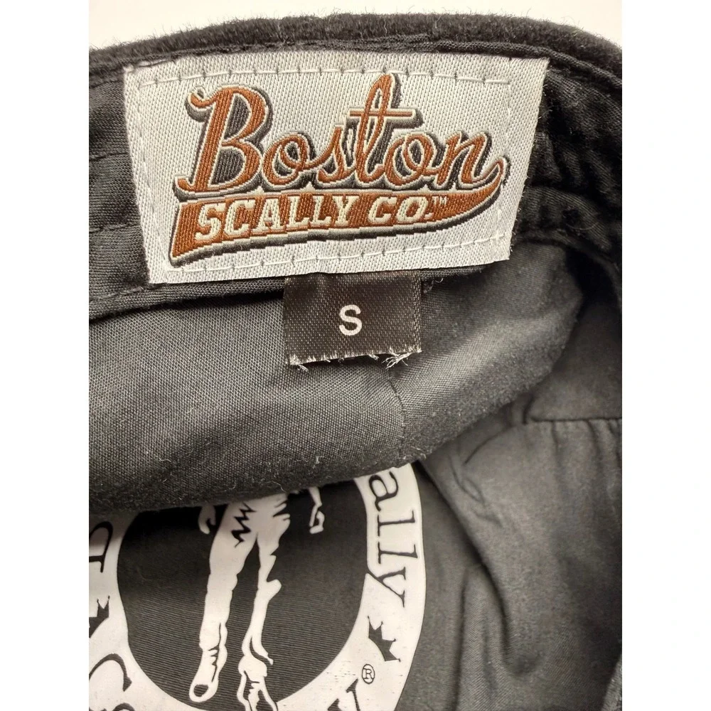 Boston Scally Co Mens Black Flat Cap Scally Hat Wool Blend Size Small